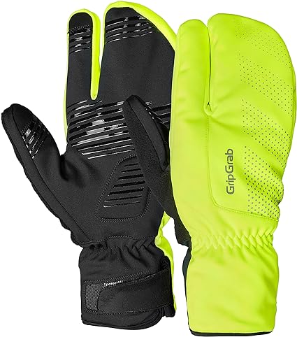 GripGrab Ride Windproof Deep Winter Lobster 3-Finger Cycling Gloves Thermal Fleece Lined Padded Cold Weather Bike Glove