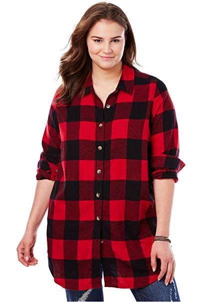 Woman Within Plus Size Classic Flannel Shirt