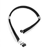 Bluetooth Headset EGRD Wireless Bluetooth 41Retractable and Foldable Neckband Style Headphones White