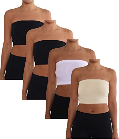AEKO Women's Combo Pack One Size Strapless Base Bra Layer Bandeau Seamless Tube Top Regular and Plus Sizes Pack of 3