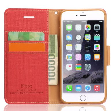 iPhone 6s Case, iPhne 6 Case, Souldio™ Prequim Quality PU Leather Flip Cover Wallet Protective Case for iPhone 6s/iPhone 6(4.7 inch) with Card Holder and Fodable Kickstand(Red)
