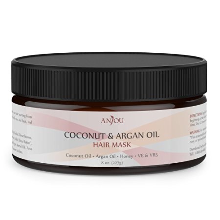 Anjou Argan Oil Hair Mask 8OZ, Hair Treatment, Deep Coconut Oil Conditioner for Dry Damaged Hair Color & Curly Treated Hair and Hair Loss