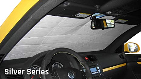 The Original Windshield Sun Shade, Custom-Fit for Ford F-250 Super Duty Truck (Crew Cab) w/o Sensor 2017, 2018, 2019, Silver Series