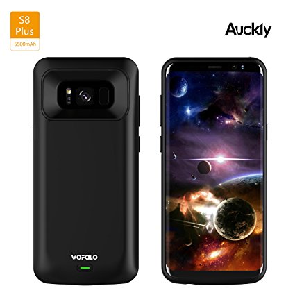 Galaxy S8 Plus Battery Case, Auckly 5500mAh Charger Case External Battery Backup Juice Pack Rechargeable Charger Case Pack Power Bank Cover For Samsung Galaxy S8 Plus ( Black)