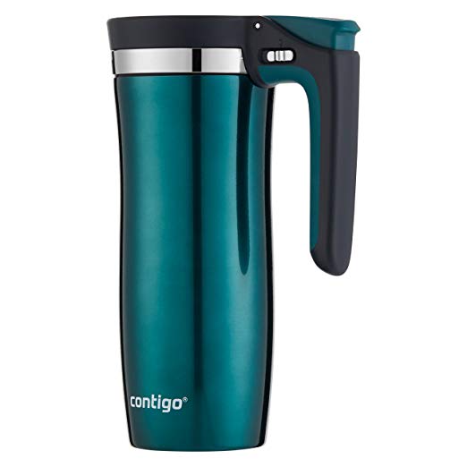 Contigo Handled AUTOSEAL Travel Mug Vacuum-Insulated Stainless Steel Easy-Clean Lid, 16 oz, Evergreen