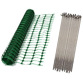 Oypla 1m x 50m Green Mesh Safety Barrier Fencing & 10 Fencing Pins