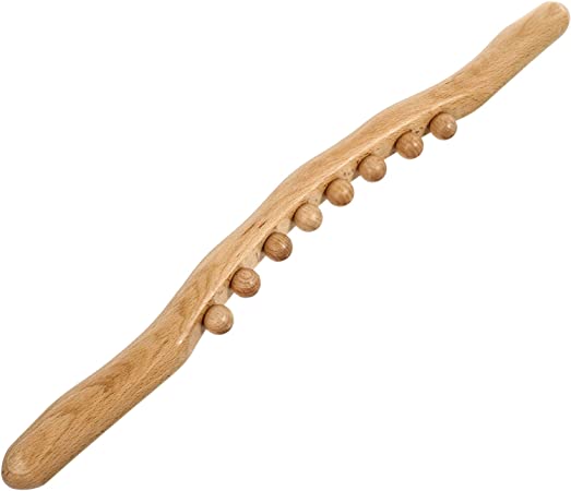 DOITOOL Wooden Manual Back Massager Trigger Point Massager Stick: Manual Wood Massage Stick Legs Back Neck Massager with Wood Bead Massaging Tool