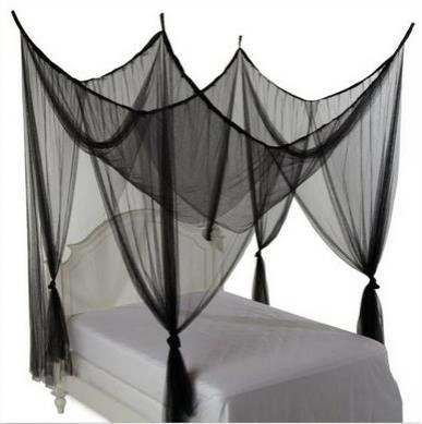 Four Conner Bed Mosquito Net Canopy Fit Crib Twin Full Queen King Size Beds (Black)