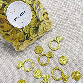 FECEDY Gold Circle Ring Confetti for Bachelorette Party 400pcs/pack