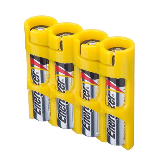Storacell by Powerpax SlimLine AAA Battery Caddy, Yellow, Holds 4 Batteries