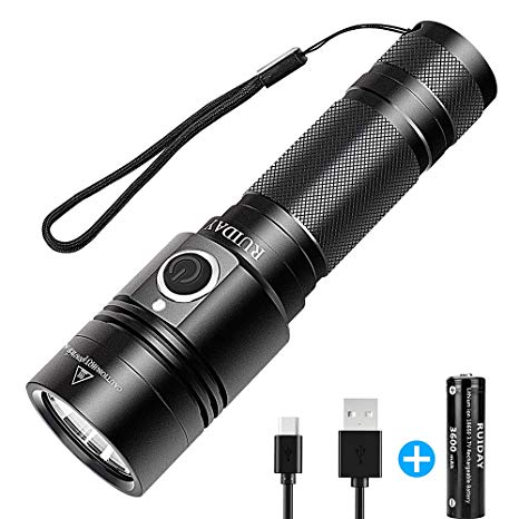 1000 Lumen Flashlight Rechargeable Led - Pocket Sized T6 LED Torch Light, Water Resistant, and easy to Re-charge, Super Bright 4 Light Modes for Camping, Hiking, and Walking The Dog