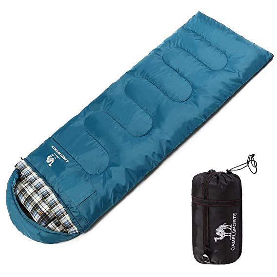 Camel Outdoor Warm Cotton Sleeping Bag Attached Pillow Comfortable 4 Season Camping, Hiking, Backpacking, Traveling