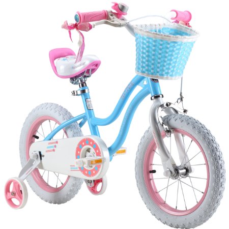 RoyalBaby Stargirl Girl's Bike with Training Wheels and Basket, Perfect Gift for Kids. 12 Inch, 14 Inch, 16 Inch, Blue / Pink