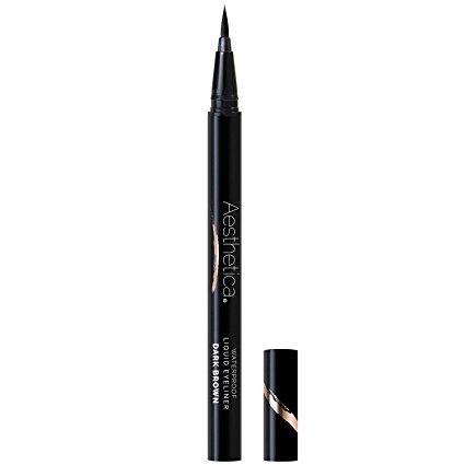 Aesthetica Felt Tip Liquid Eyeliner Pen - Fast-drying Waterproof & Smudge Proof Eye Liner (Dark Brown)