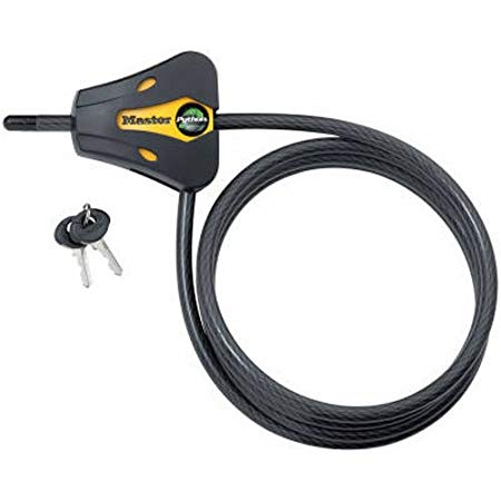 Master Lock 8419DPF Python Adjustable Locking Cable, Braided Steel, Yellow and Black Contractor Color, 6-Feet x 5/16-Inch