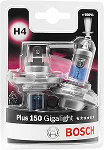 Bosch H4 (472) Plus 150 Gigalight Headlight Bulbs - 12 V 60/55 W P43t - 2 Bulbs