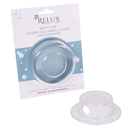 Relux Bathtub Overflow Drain Cover - Creates a Luxury Spa-Like Deeper Warmer Bottomless Bathing Experience in your Bath Tub - Works with all standard Baths