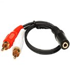 CampE CNE46041 2 x RCA Male 1 x 35mm Stereo Female Y-Cable 6-Inch Gold Plated Connector