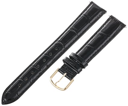 Voguestrap TX45318LBK Allstrap 18mm Black Long-Length Padded Crocodile Calf Watchband