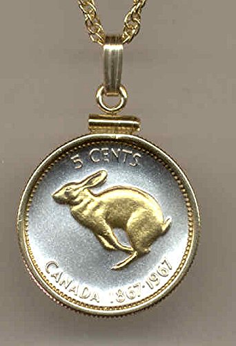 Gorgeous 2-Toned Gold on Silver Canadian  Rabbit,  Coin - Necklaces