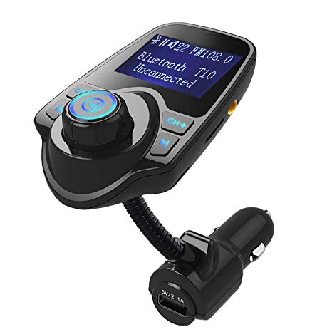 Nulaxy Wireless In-Car Bluetooth FM Transmitter Radio Adapter Car Kit W 1.44 Inch Display Supports TF/SD Card and USB Car Charger for All Smartphones Audio Players