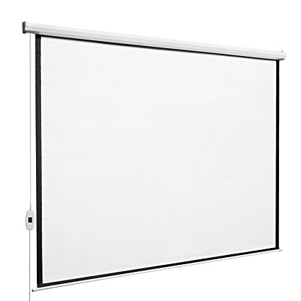 KUPPET 100" 16:9HD Electric Projector Screen Radio Remote Control Home Theater TV Motorized Wall Mounted Projection Screen, Matte White