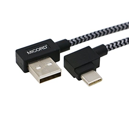 Micord 3.3ft Right Angle Type C Cable, 90 Degree USB 3.1 Type C (USB-C) Male to USB 2.0 Type A Male Connector Sync & Charging Cable for Apple New Macbook 12 Inch, Nokia N1 ect (Black)
