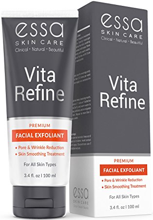 ESSA - VitaRefine - Premium Organic Microderm Face Scrub Treatment with Glycolic and Lactic Acid for Anti Aging, Skin Smoothing, and Wrinkle Refinement benefits. (3.4 oz)