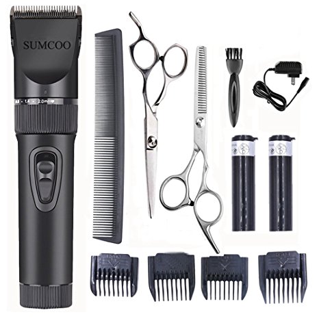 SUMCOO Hair Clippers, Low Noise Cordless Baby Grooming Clippers And Hair Trimmer for Men and Kids ,2 Rechargeable Batteries, 4 Combs (Black)