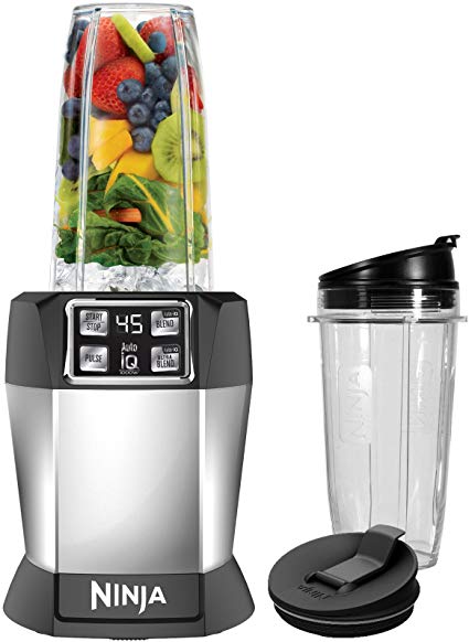 Ninja BL480D Nutri Ninja with 1000 Watt Auto-IQ Base for Juices, Shakes & Smoothies Personal Blender 18 and 24 oz. Black/Silver