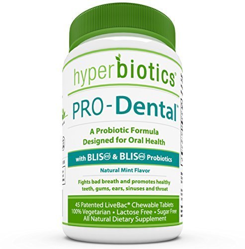 PRO-Dental: Probiotics for Oral & Dental Health - Targets Bad Breath at its Source - Top Oral Probiotic Strains Including S. salivarius BLIS K12 & BLIS M18 - Sugar Free (Chewable) - 45 Day Supply by Hyperbiotics Probiotics