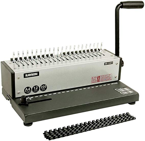 Rayson SD-1201-CA Binding Machine with Combs Set - 21 Holes Paper Comb Binder Punching or Binding