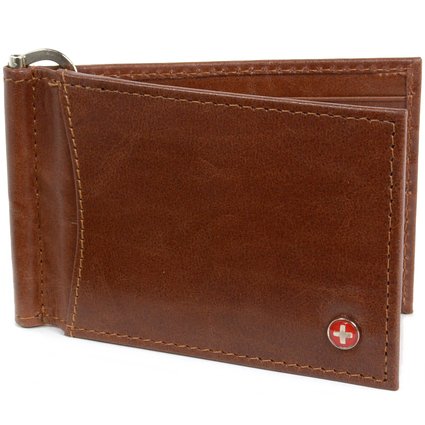 Alpine Swiss RFID Blocking Men's Leather Spring Loaded Money Clip Wallet