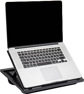 Mind Reader LTADJUST-BLK Adjustable Portable 8 Position Lap Top Desk with Built in Cushions, Black, 11.12 D x 14. 75 W x 3 H