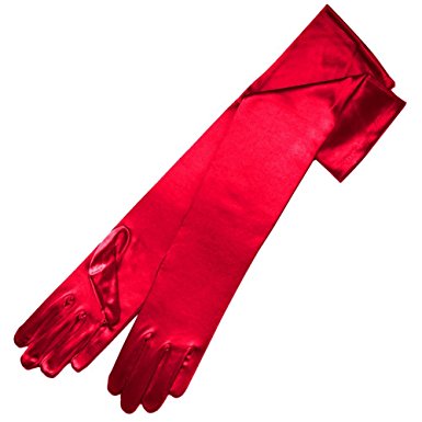 ZaZa Bridal 19.5" Long Shiny Stretch Satin Dress Gloves 12BL