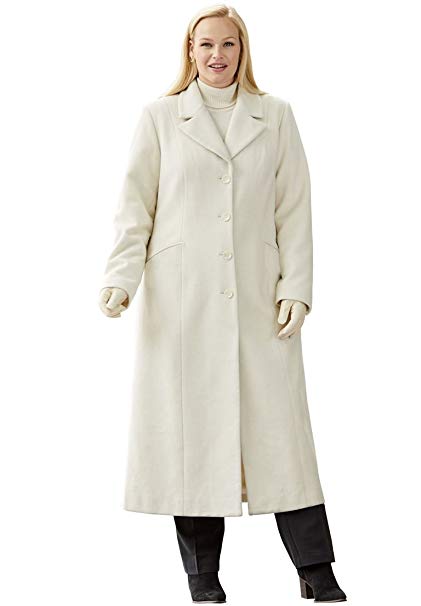 Jessica London Women's Plus Size Full Length Wool Blend Coat