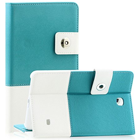 Tab 4 7 Case - SAWE Samsung Galaxy Tab 4 7.0 Blue Hybrid Folio Case - Slim Fit Premium Leather Cover with stand for Samsung Tab 4 7-Inch Tablet NOOK SM- T230 / T231 / T235