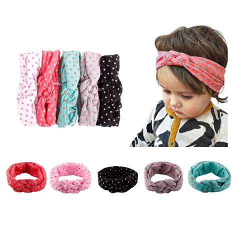 Quest Sweet Baby Girl Multicolor Hair Hoops Headbands,Solid Bunny Ears,Bow Headbands(5-8 Pack )