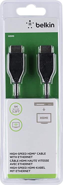 Belkin High Speed HDMI Cable Supports Ethernet, 3D, 4K, 1080p, Audio Return (1 Meter,Black)