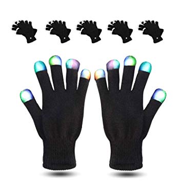 MUCH LED Gloves 5 Packs Party Light Show Gloves- 7 Light Flashing Modes. The Best Gloving & Lightshow Dancing Gloves for Christmas, Clubbing, Rave, Birthday, EDM, Disco, and Dubstep Party