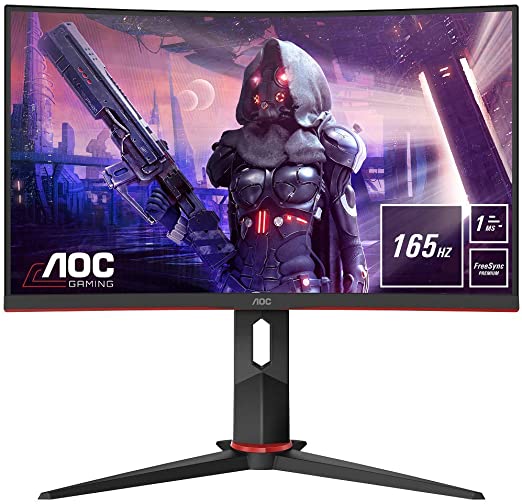 AOC C24G2U - 24 inch Curved FHD Gaming monitor, 165Hz, Ergonomic stand, Speakers, USB Hub, FreeSync premium (1920 x 1080 @165Hz, 1ms, HDMI/DP/VGA)