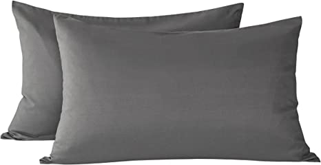 AYSW 2 x Zippered Housewife Pillowcases Brushed Microfiber Bedroom (50X75) CM Pillowcase Covers Protectors (Grey)