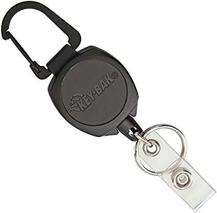 KEY-BAK SIDEKICK Retractable I.D. Badge Reel & Key Holder, 24" Retractable Kevlar Tether, Split Ring and Badge Holder, Available with Carabiner or Lanyard
