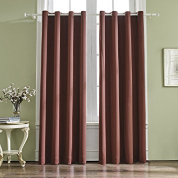 VOGOL Room Darkening Thermal Insulated Blackout Solid Window Curtains/Drapes/Panels for Bedroom,52 x 63Inch,2 Panels,Top Grommets