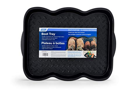 Camco Multi-Purpose Shoe Tray with Anti-Slip Pattern – Perfect for Holding Work Boots, Tools and Pet Accessories Protects Your Floor from Messes Also for Gardening and Outdoors Small (42894)