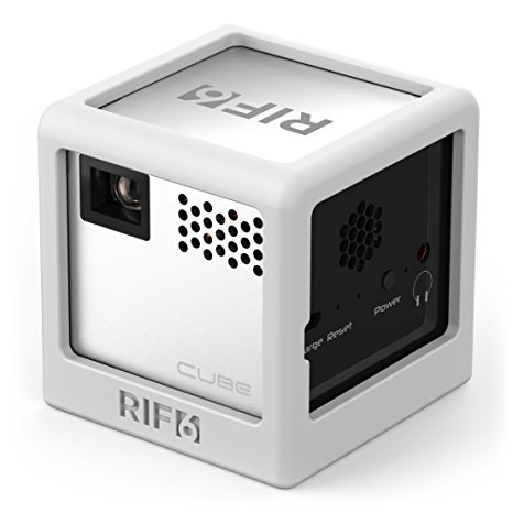 RIF6 Silicone Electronics Case for Cube Mobile Projector or Mini Wireless Speaker - Slim, Flexible, Protective and Travel-Friendly - includes Metal Thread for use with Tripod (White)