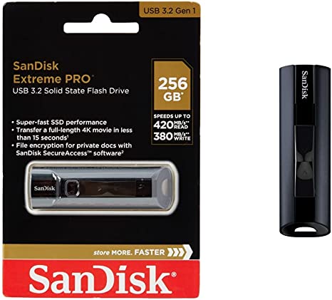 SanDisk 256GB Extreme PRO USB 3.1 Solid State Flash Drive - SDCZ880-256G-G46, Black & 256GB Extreme PRO USB 3.2 Solid State Flash Drive - SDCZ880-256G-GAM46