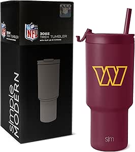 Simple Modern Officially Licensed NFL 30 oz Tumbler with Flip Lid and Straws | Insulated Cup Stainless Steel | Gifts for Men Women | Trek Collection