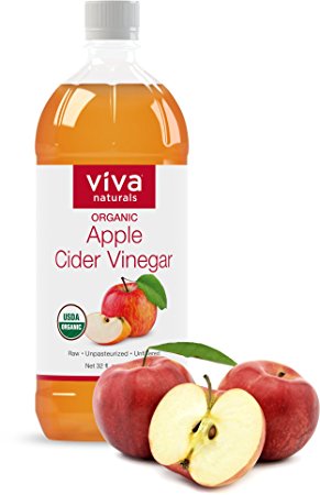 Viva Naturals Unfiltered Undiluted Non-GMO Organic Apple Cider Vinegar with the Mother, 32 oz