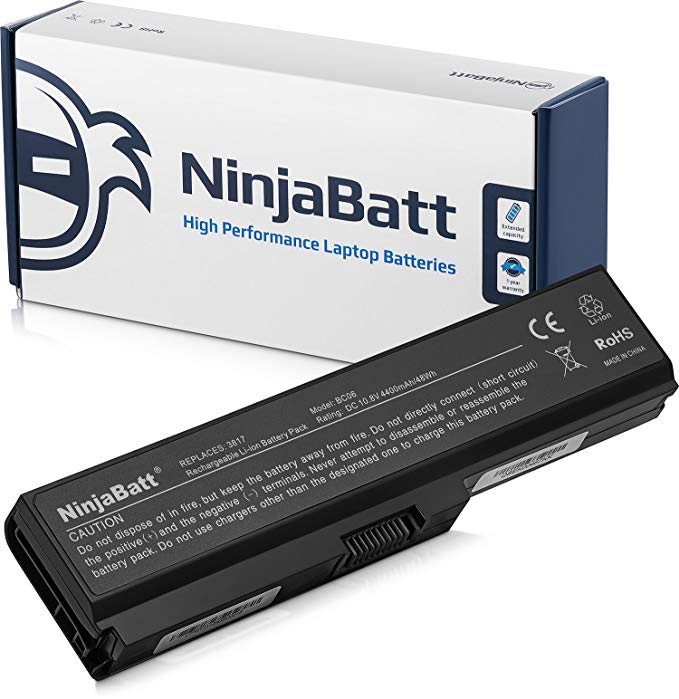 NinjaBatt Laptop Battery for Toshiba PA3817U-1BRS PA3818U-1BRS PA3819U-1BRS Satellite C655 L655 L755 A665 C655D C650 L675 A660 L645 L650 C675 P745 PABAS228 – High Performance [6 Cells/4400 mAh/48 Wh]